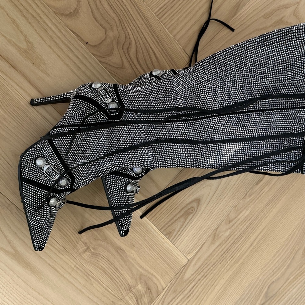 AKIRA Black and Silver Heeled Boots